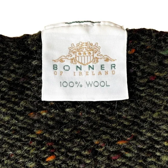 Bonner of Ireland Wool Knit Shawl Two-Tone Green Cape Wrap Made in Ireland - Picture 8 of 8
